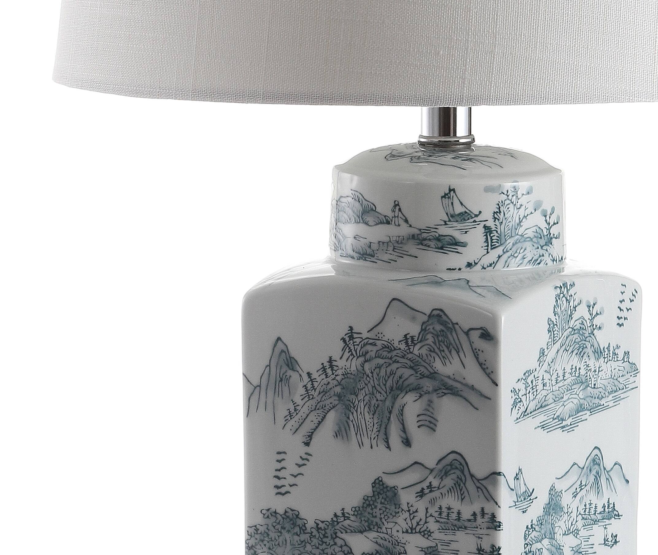 Alt View 4. Jonathan Y - Audrey 24.5" Chinoiserie LED Table Lamp, Blue/White - Blue/White.