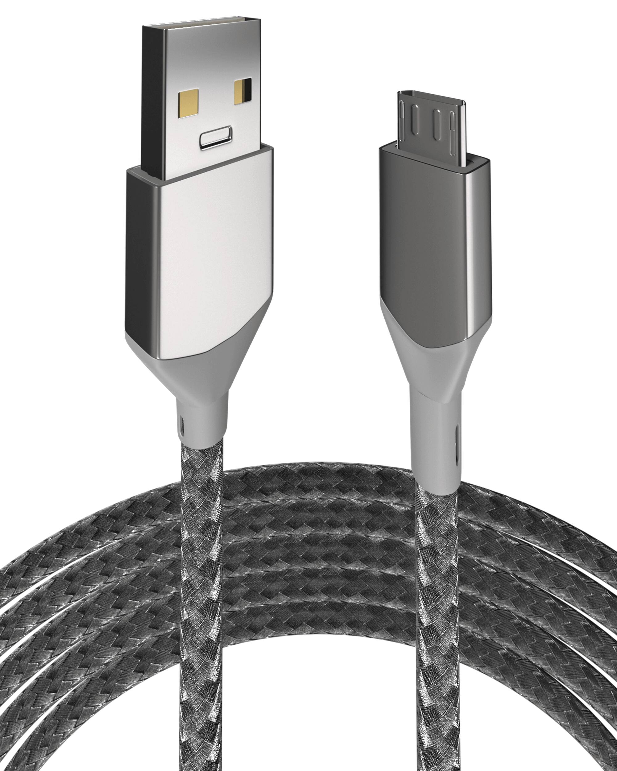 Alt View 2. Ampsentrix - 3 ft Micro USB To USB Type A Cable (Infinity) - Silver - Silver.