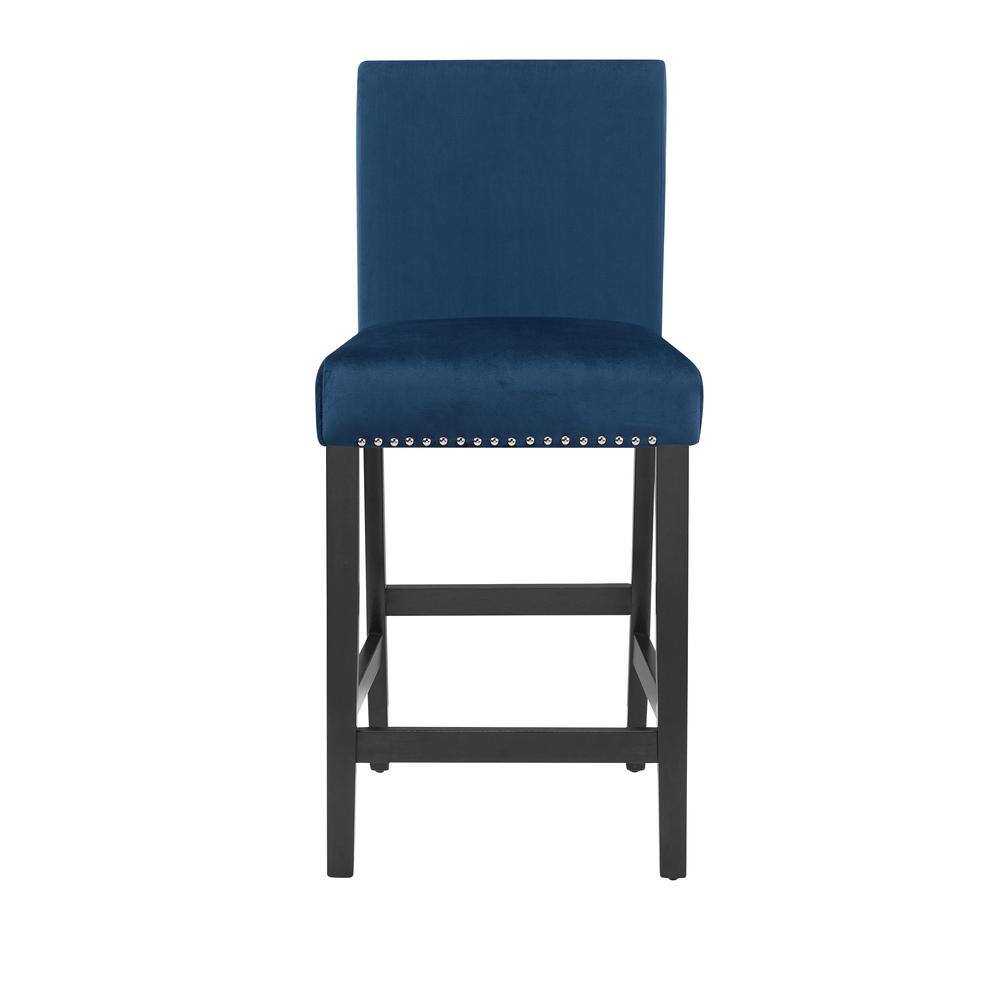 Left. New Classic Furniture - Furniture Celeste 39.5" Wood Counter Chair in Blue (Set of 2) - Blue.