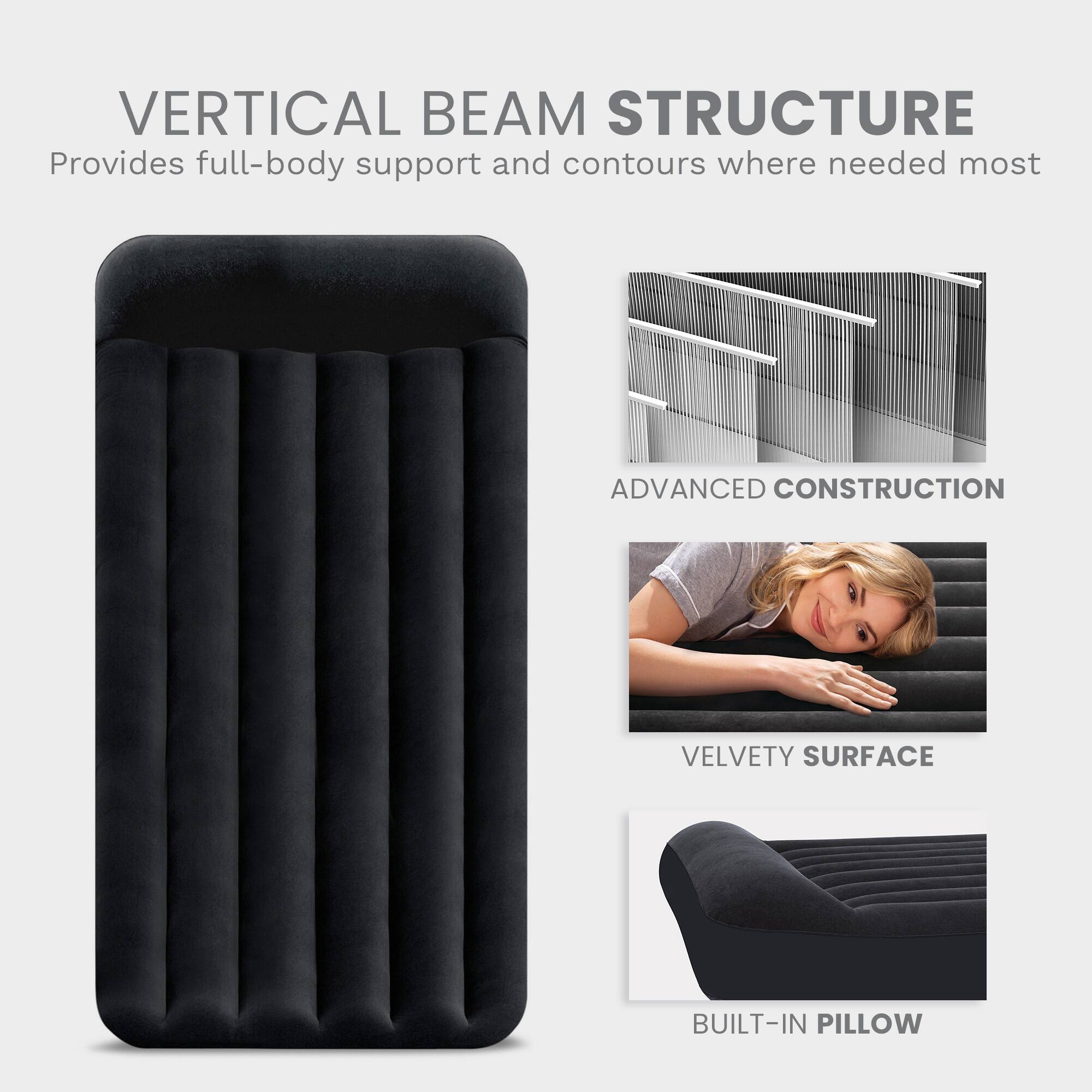 VERTICAL BEAM STRUCTURE  
Provides full-body support and contours where needed most  

ADVANCED CONSTRUCTION  

VELVETY SURFACE  

BUILT-IN PILLOW