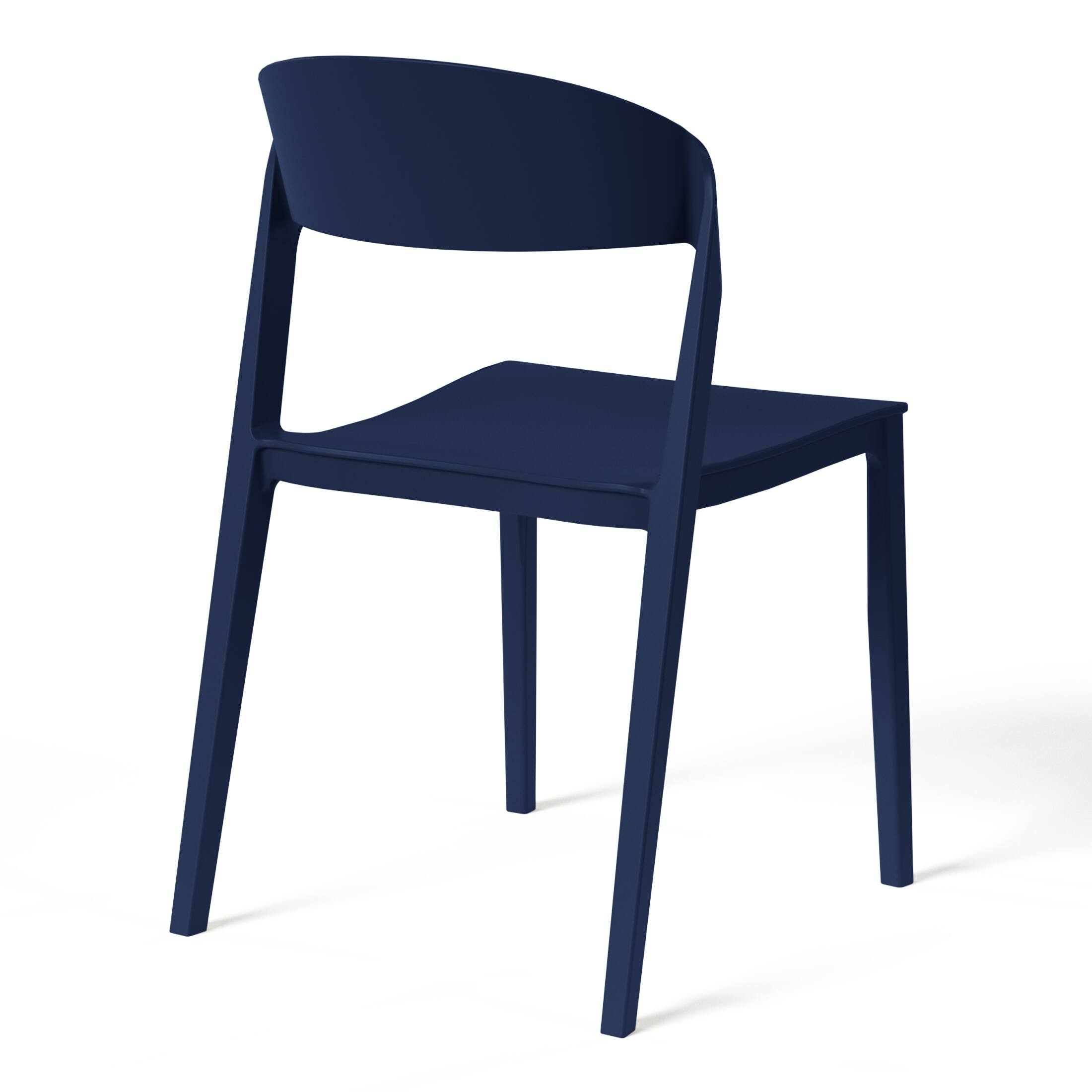 Left. WestinTrends - WestinTrends Playa Outdoor Modern Stackable Plastic Patio Bistro Dining Side Chairs (Set of 2) - Navy Blue.