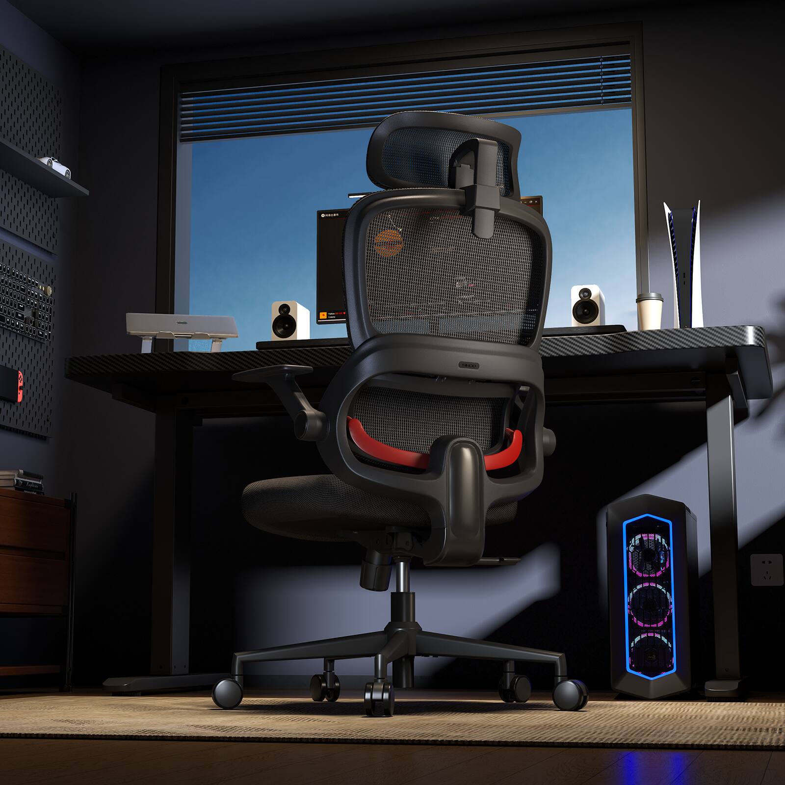 Alt View 10. SIHOO - B100 Se Office Chair, Desk Chair with Cotton Seat, Dual-Back , 2D Adjustable Headrest & Flip Link Armrest, 300lbs - Black.