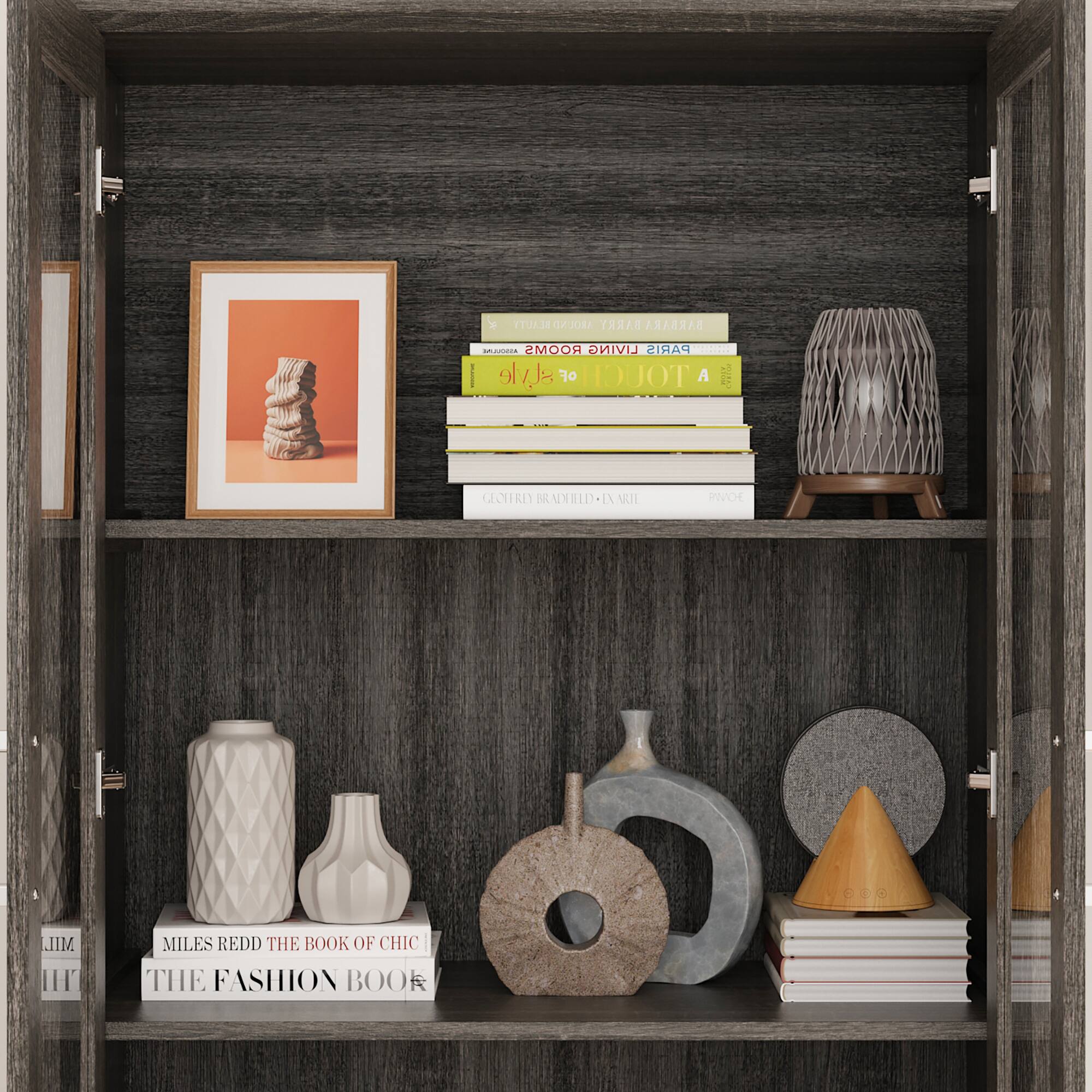 The text on the image is:

- "THE FASHION BOOK"
- "MILES REDD THE BOOK OF CHIC"
- "BARRY BARBARA SAREA ROOMS LIVING PARIS | | style OF TOUCE A i GECHEREY  MERLD-EN E IE WOL ECO MIL IH"