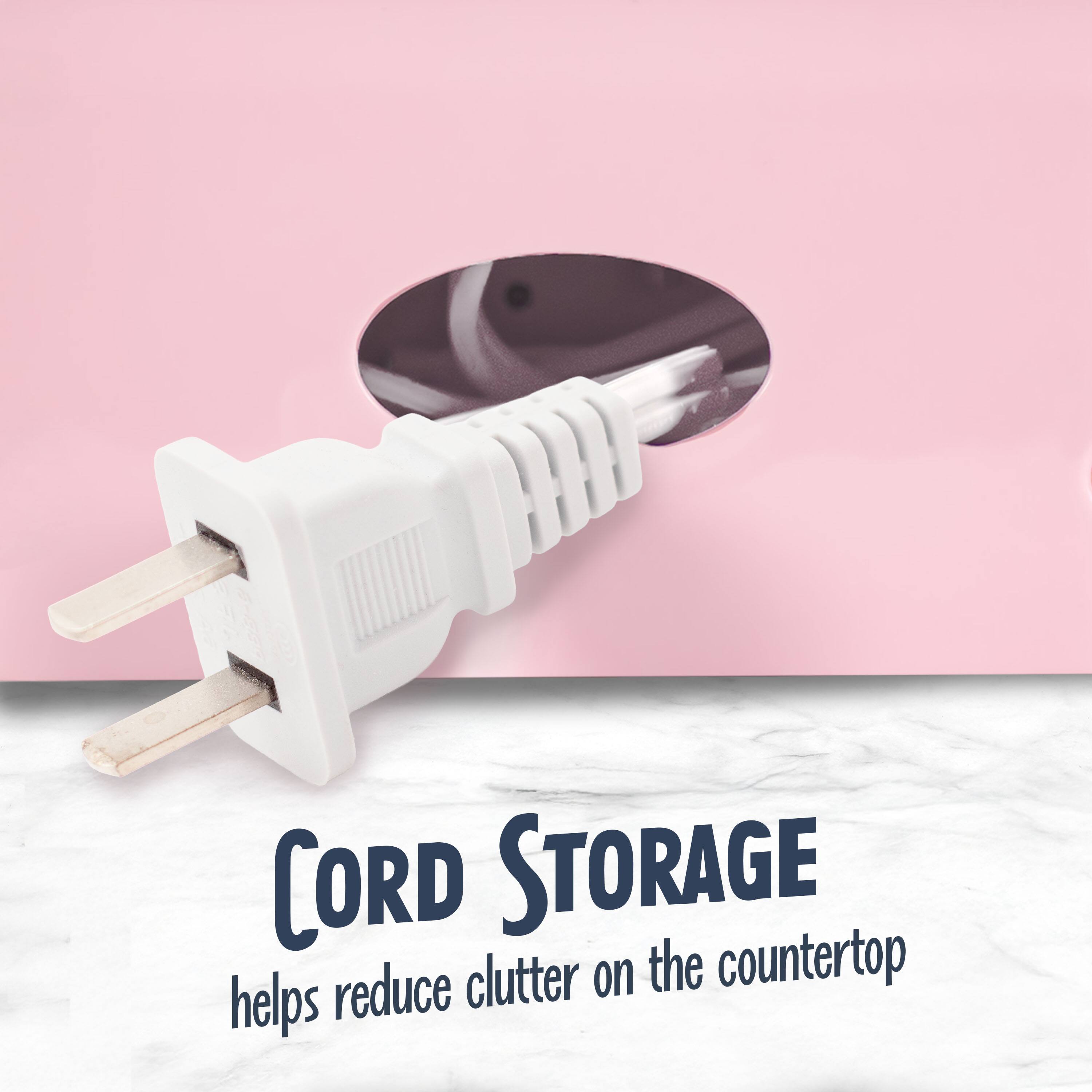 CORD STORAGE  
helps reduce clutter on the countertop