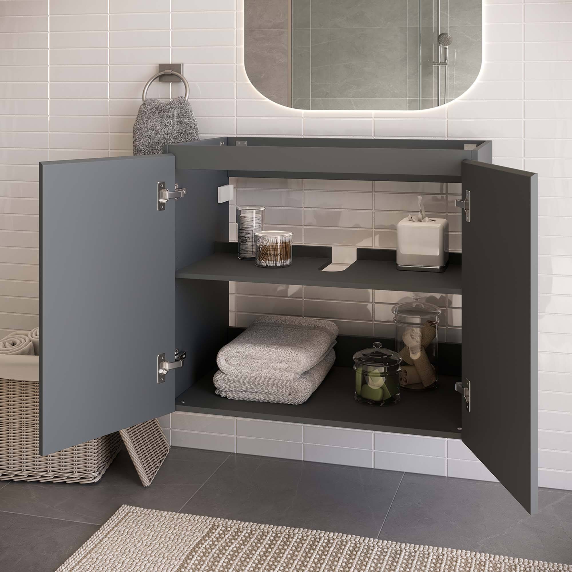 Back. Modway - Bryn Wall-Mount Bathroom Cabinet Basin Not Included - Gray.
