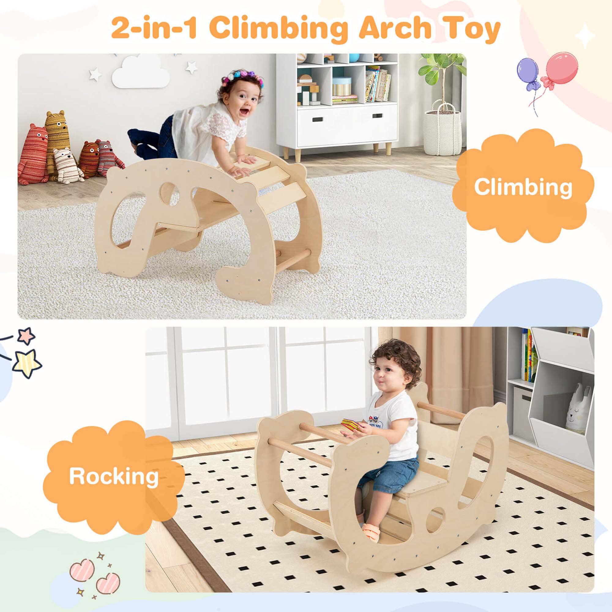 2-in-1 Climbing Arch Toy
Climbing
Rocking