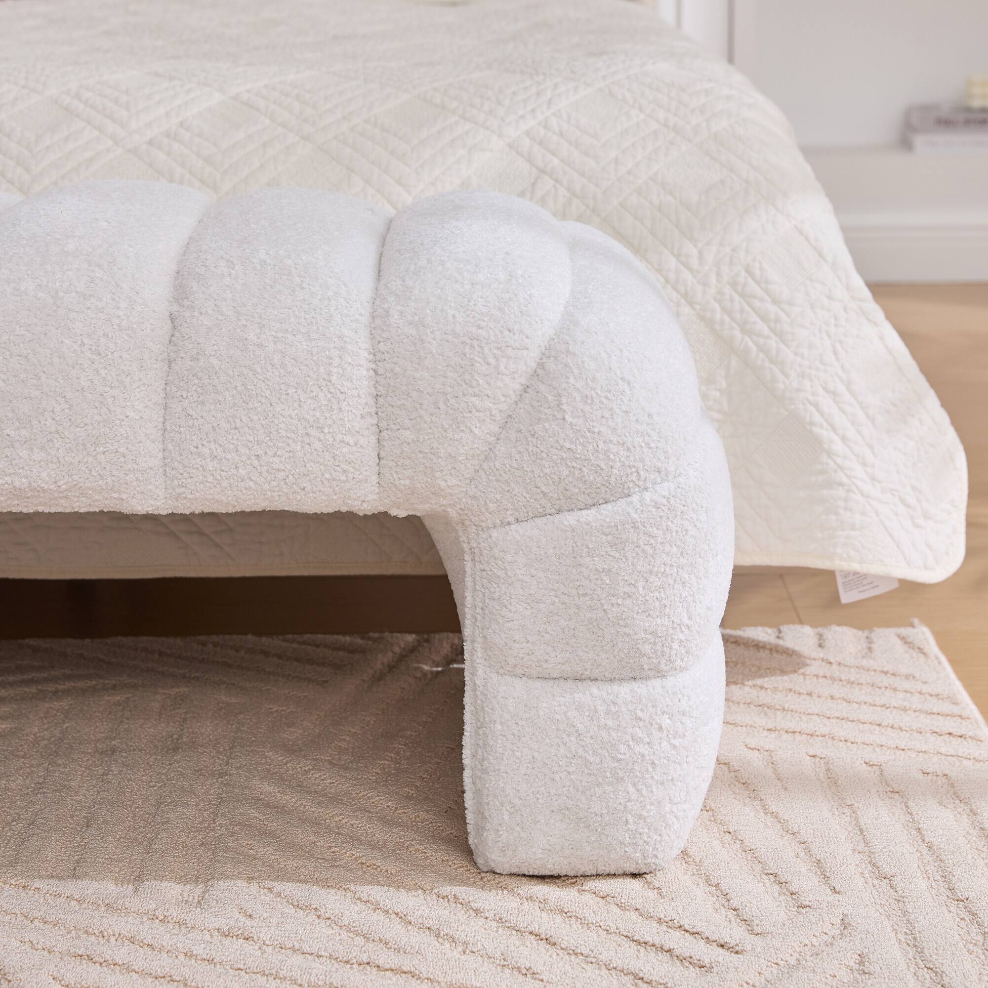 Alt View 2. Boyel Living - Channel-Tufted Armless Bed Bench and Daybed Ottoman, 69.7 in. - Ivory.