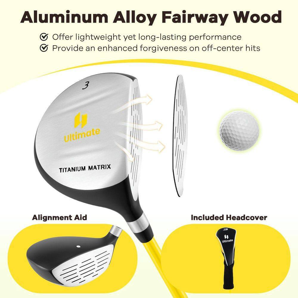 Aluminum Alloy Fairway Wood

- Offer lightweight yet long-lasting performance
- Provide an enhanced forgiveness on off-center hits

3 Ultimate TITANIUM MATRIX

Alignment Aid Included Headcover
