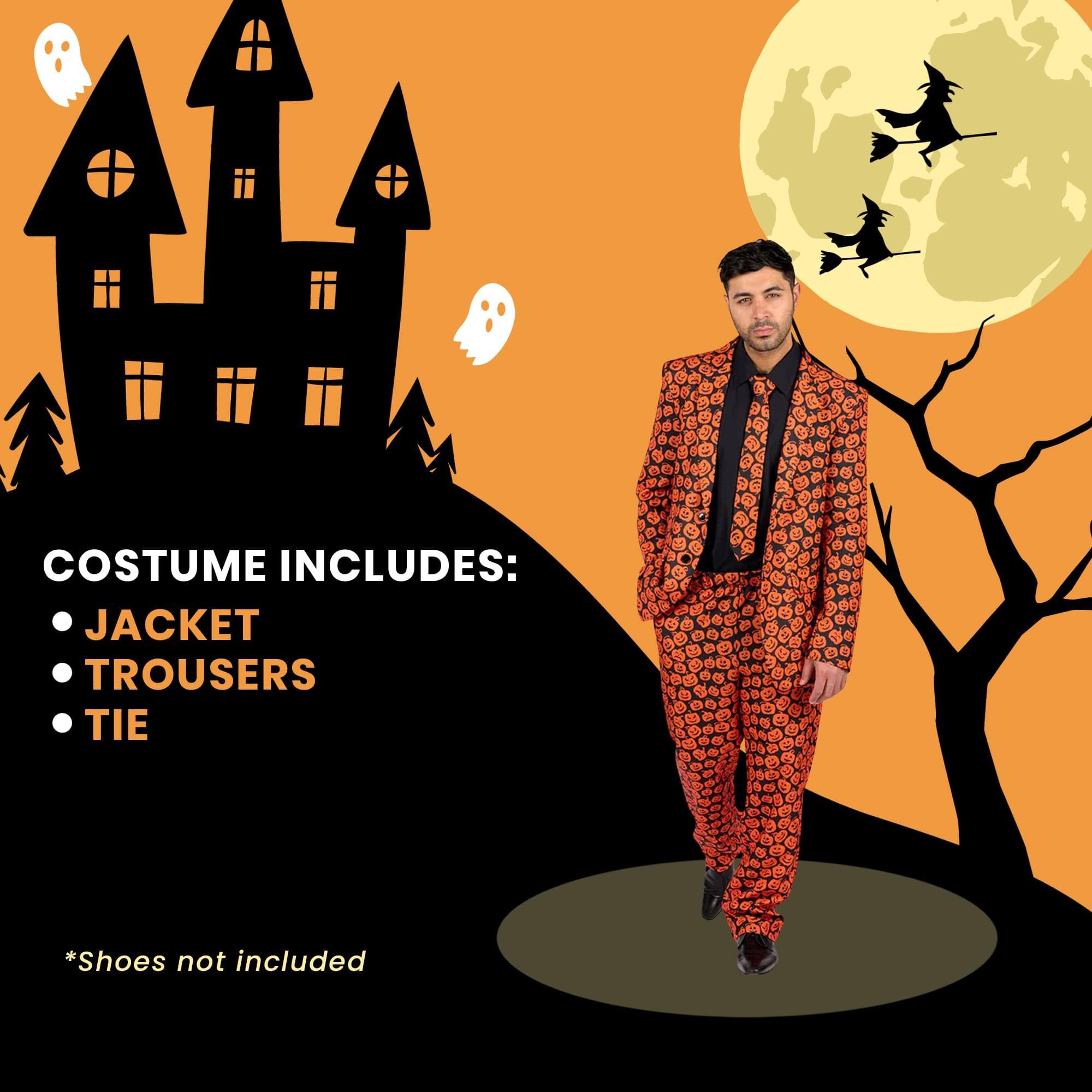 COSTUME INCLUDES:  
- JACKET  
- TROUSERS  
- TIE  

*Shoes not included