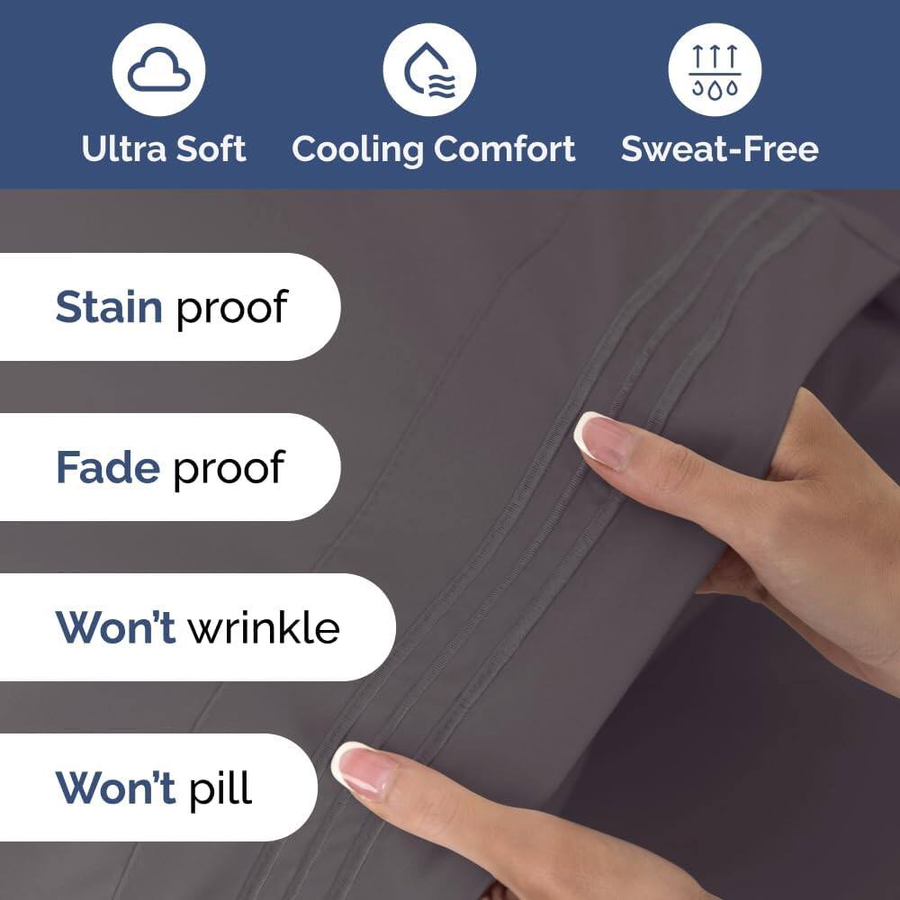 Ultra Soft  
Cooling Comfort  
Sweat-Free  

Stain proof  
Fade proof  
Won't wrinkle  
Won't pill