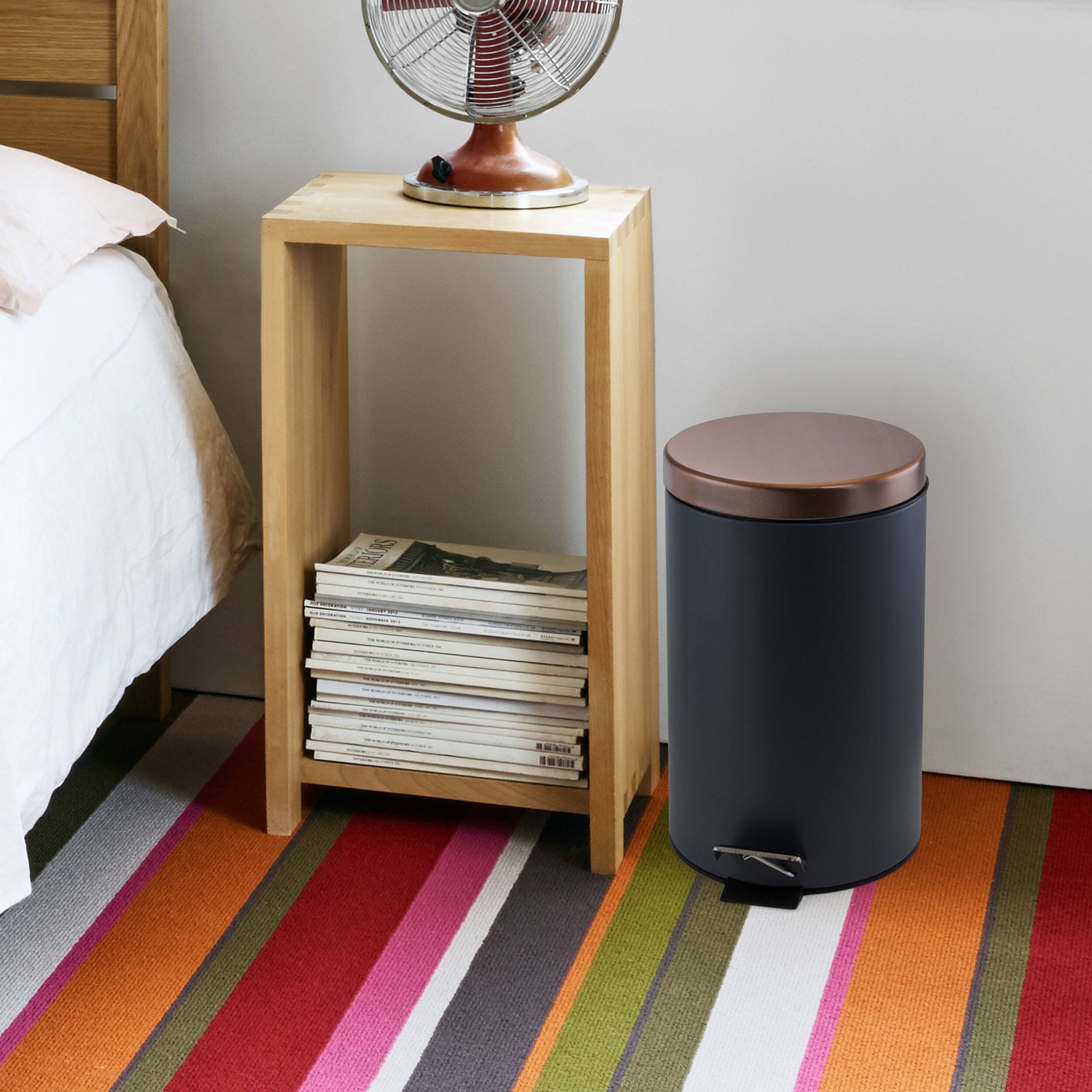 Alt View 4. Elama - Elama 3 Gallon Stylish Grey and Copper Soft Pedal Office, Kitchen and Bathroom Trash Bin - Silver.