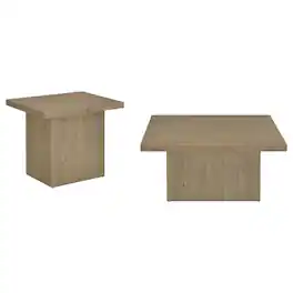 Manhattan Lane - Darla 2Pc Square Coffee & End Table Set, Block Base, Wood - Latte Brown