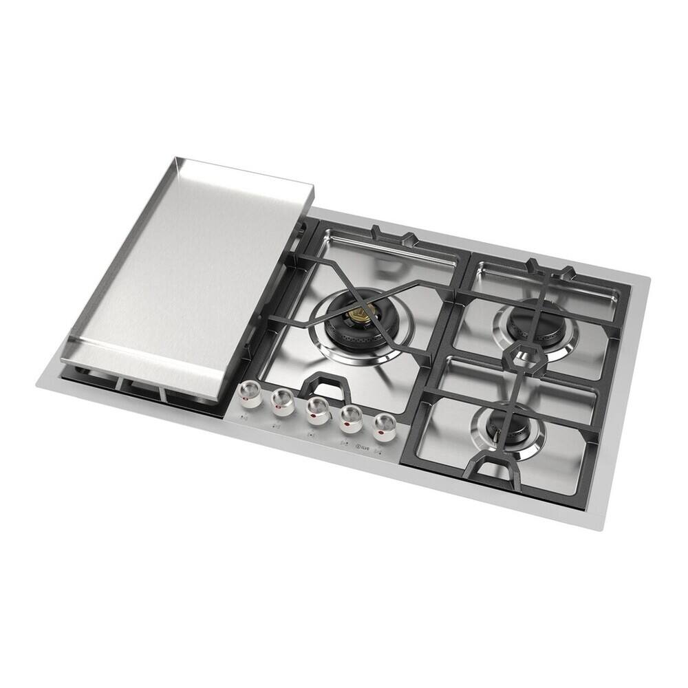 Alt View 3. ILVE - ILVE Panoramagic 36 inch Built-In Gas Cooktop with 5 Burners + Griddle (Natural Gas, Stainless Steel) - Stainless Steel.