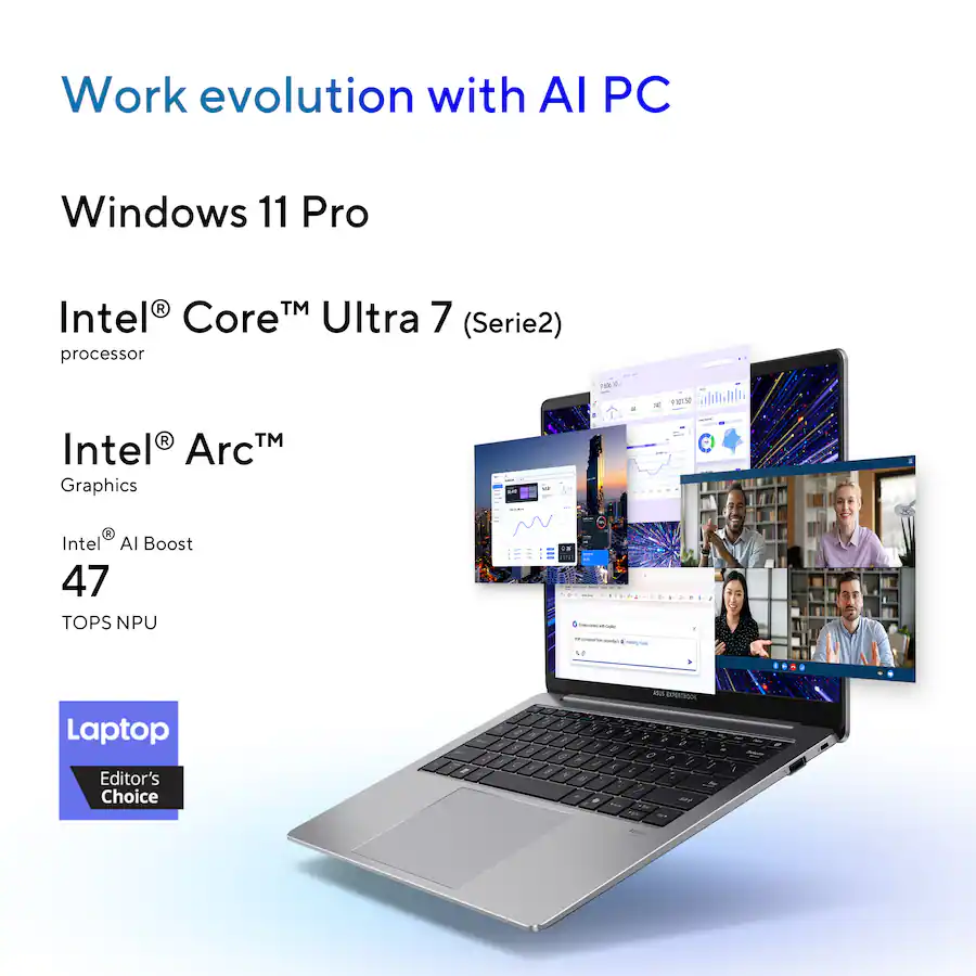 ASUS ExpertBook P5 2.5K Laptop Copilot+ PC Intel Core Ultra 7 258V with ...