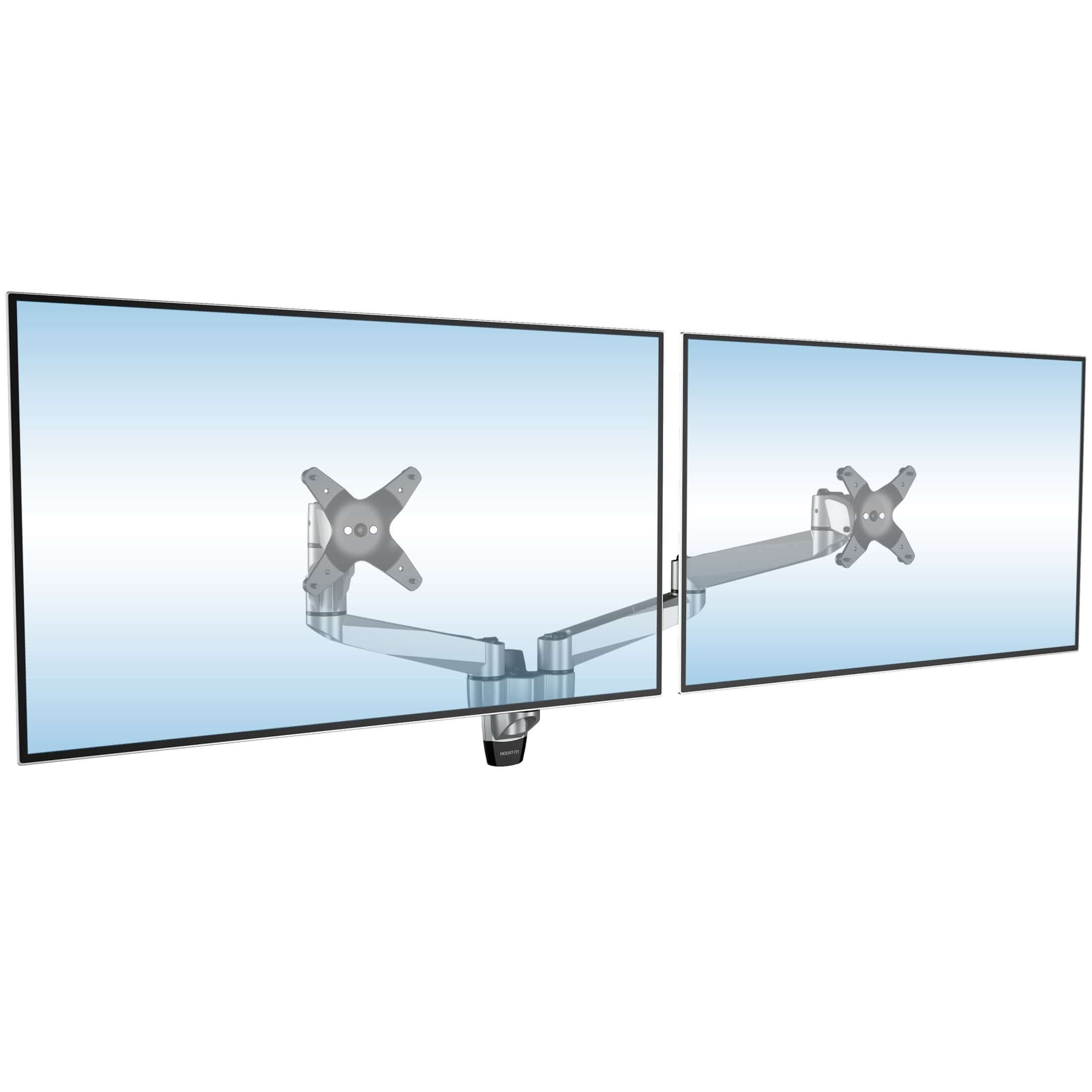 Alt View 5. Mount-It! - CLiX Series Full Motion Dual Monitor Wall Mount for 13"-34" Screens, Swivel & Tilt, Silver - Silver.