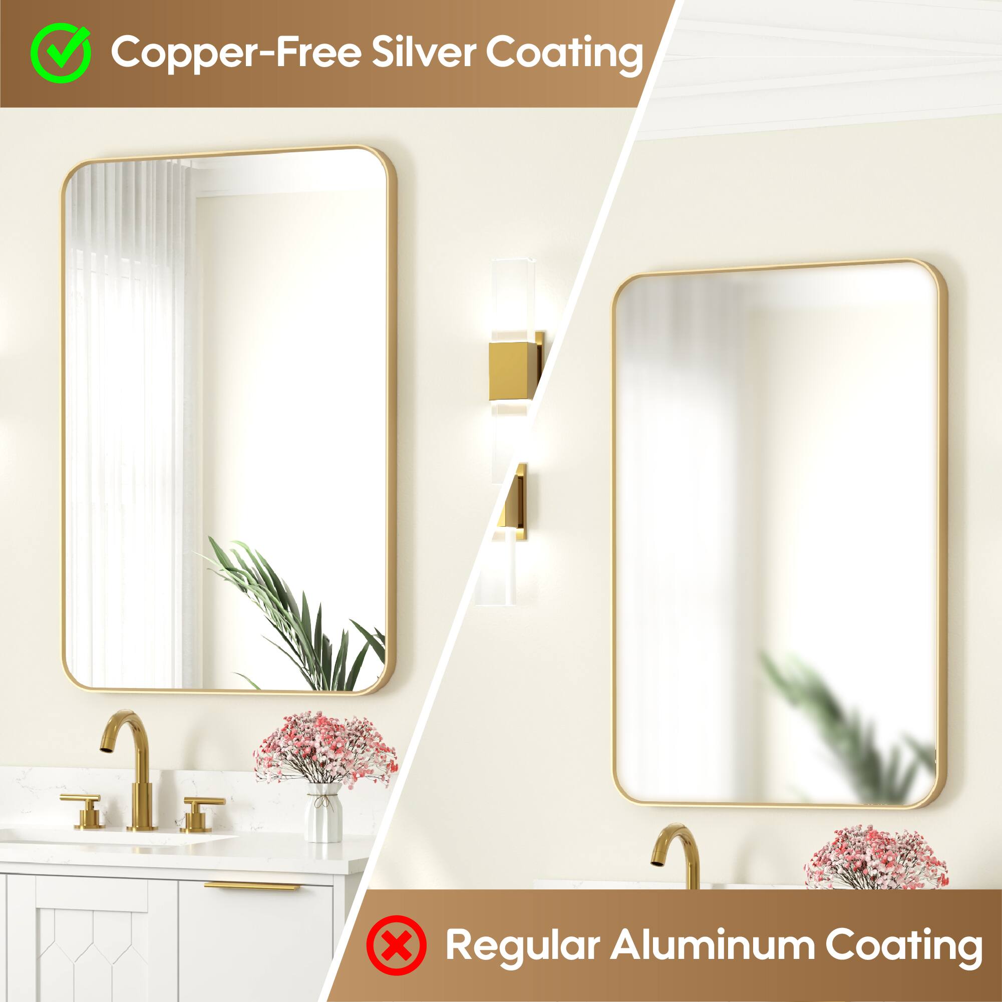 Copper-Free Silver Coating  
Regular Aluminum Coating