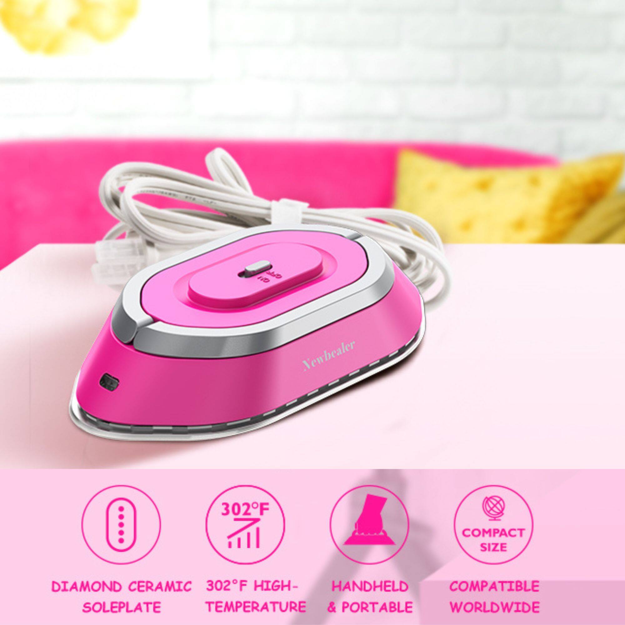 19 Newhealer: 302F COMPACT SIZE DIAMOND CERAMIC 302F HIGH-TEMPERATURE SOLEPLATE HANDHELD & PORTABLE COMPATIBLE WORLDWIDE