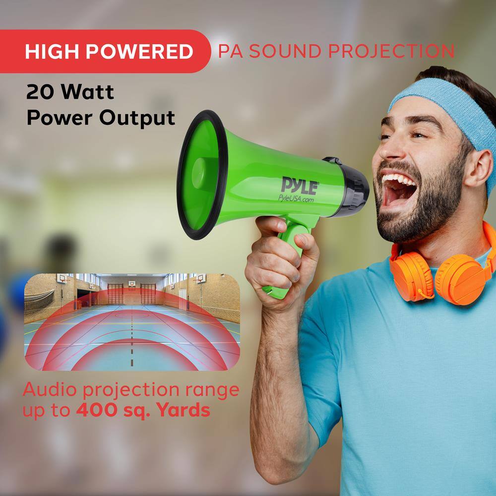 HIGH POWERED PA SOUND PROJECTION

20 Watt Power Output

Audio projection range up to 400 sq. Yards