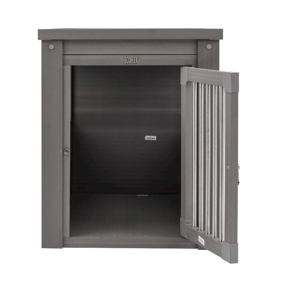 Back. New Age Pet - ECOFLEX Dog Crate End Table - Grey Medium.