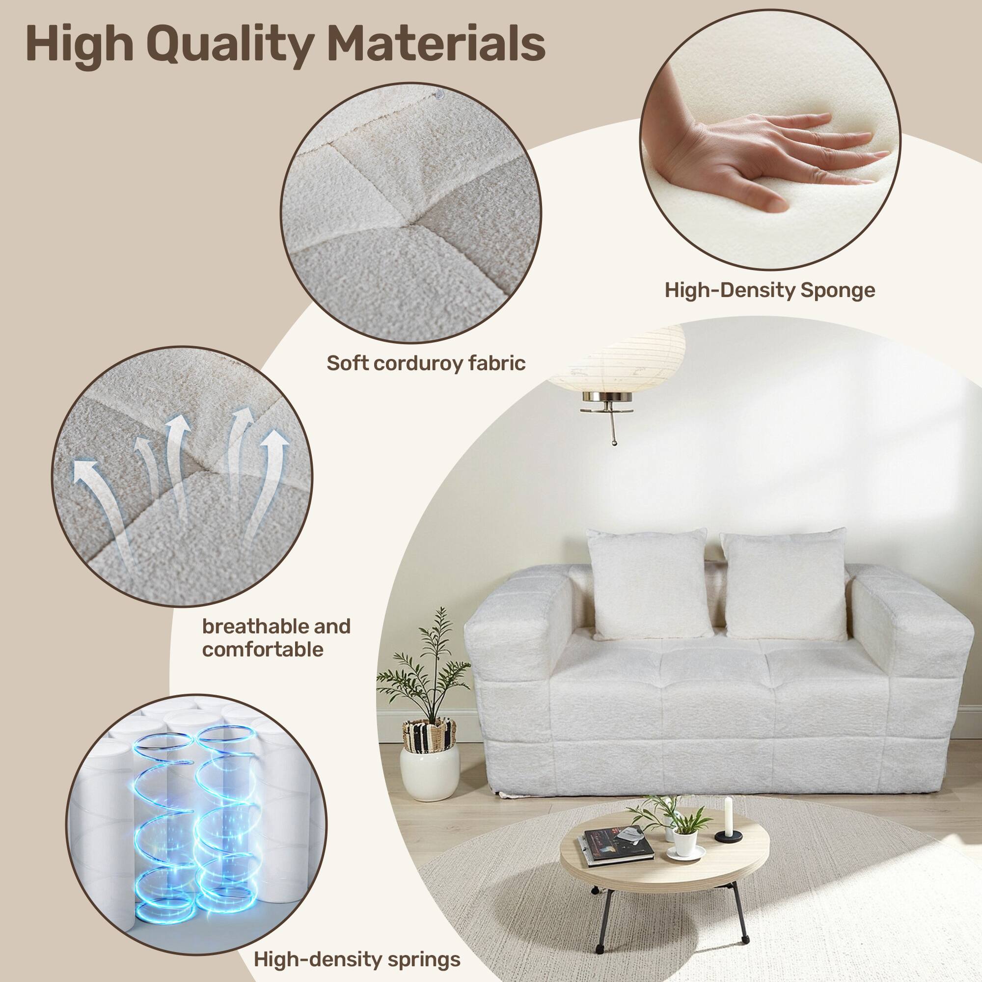 High Quality Materials

- Soft corduroy fabric
- High-Density Sponge
- breathable and comfortable
- High-density springs