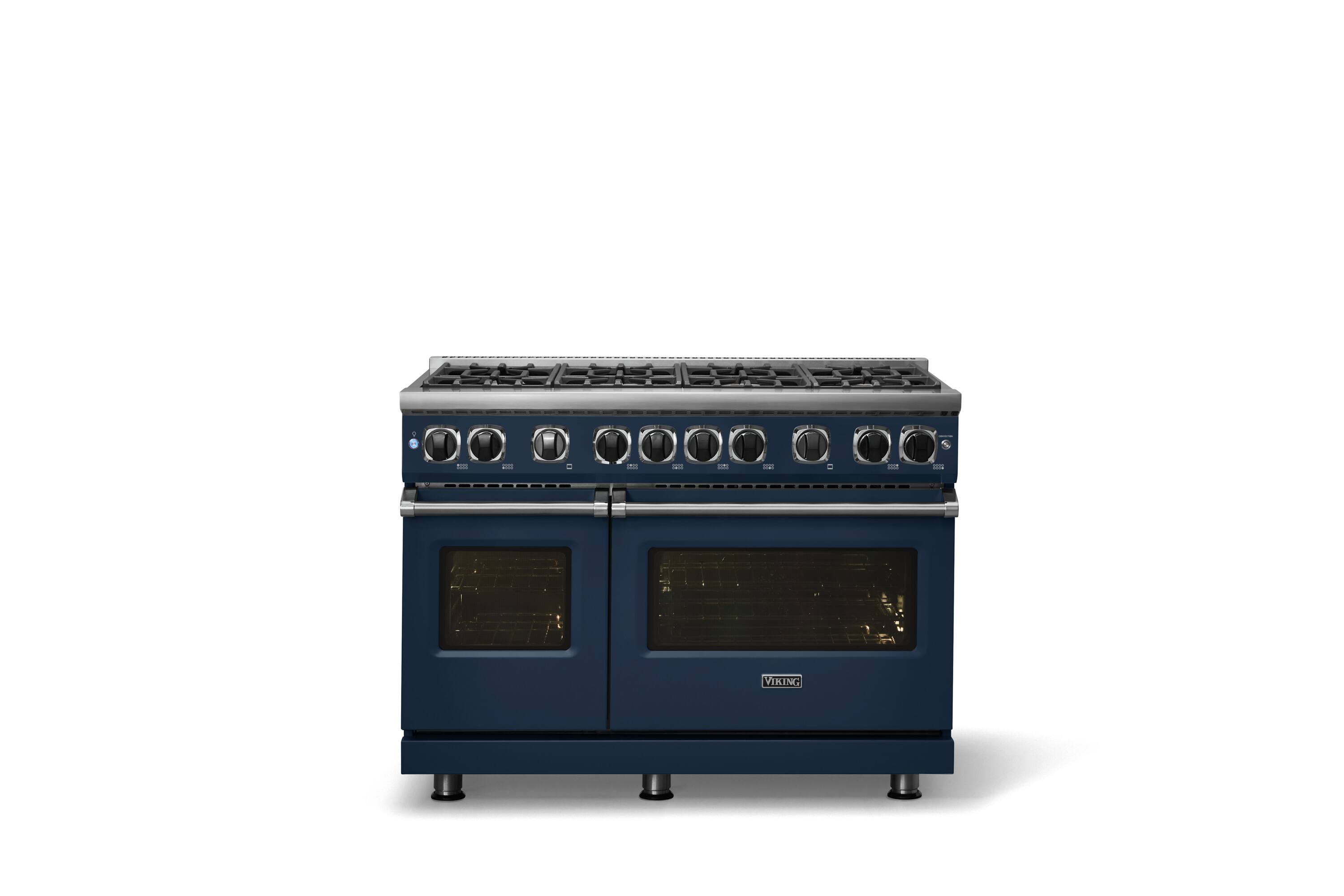 Alt View 1. Viking - 48"W. 7.3 Cu. Ft. Freestanding Sealed 8 Burner LP Gas Range - Slate Blue - Slate Blue.