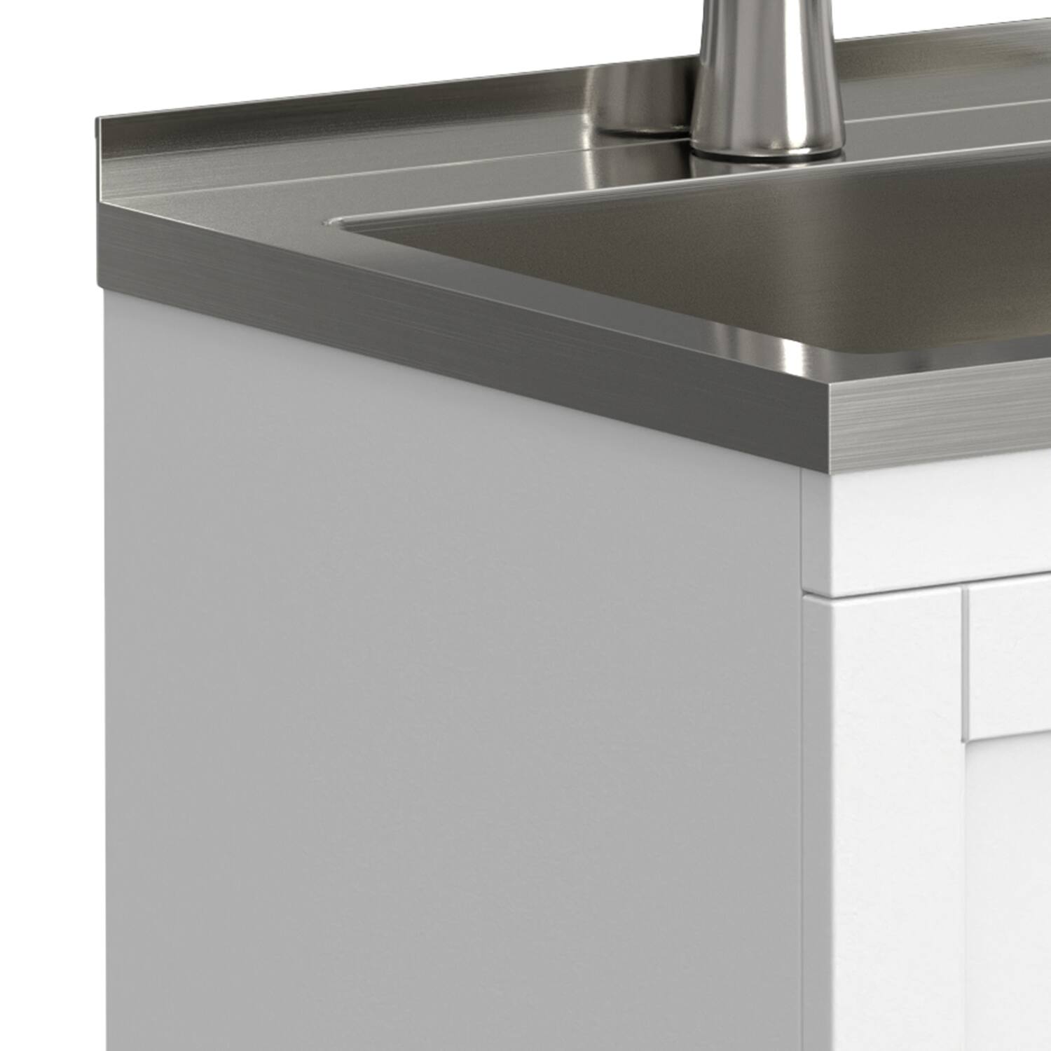 Alt View 6. Simpli Home - Reed All-In-One 20-inch Laundry Utility Sink and Cabinet - Pure White.