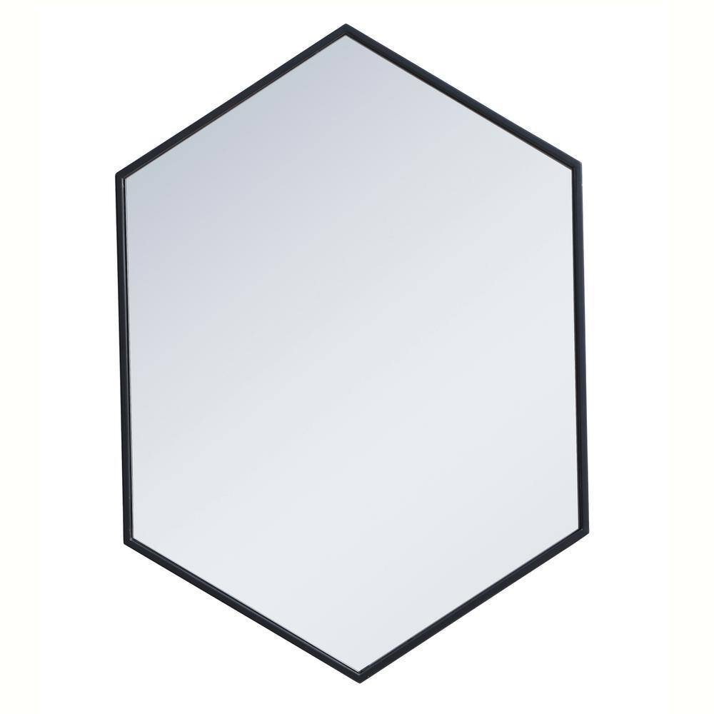 Alt View 3. Elegant Decor - Metal frame hexagon mirror 24 inch in Black - Black.