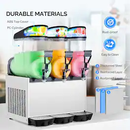 Winado - 12 Gal/45L Commercial Slushy Machine, 15L X 3 Tanks Margarita Machine-Slush & Juice Modes, Slushie Machine Frozen Drink - Silver