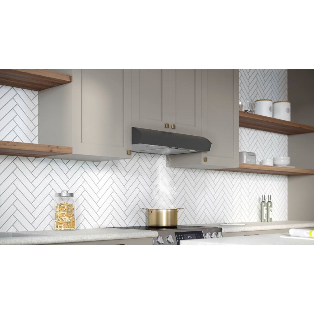 Alt View 12. Broan - Broan-NuTone 30-Inch Under Cabinet Range Hood, ENERGY STAR, 350 Max Blower CFM - Black.