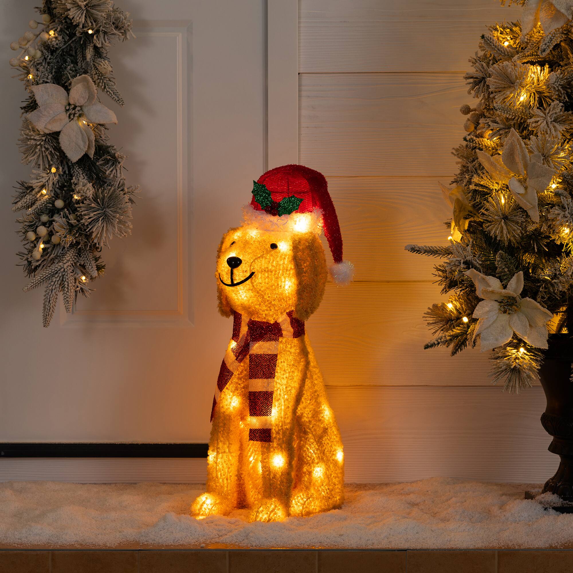 Alt View 4. Glitzhome - 22"H 3D Christmas Fabric Dog with 40 LED Lights - Multi-Colored.