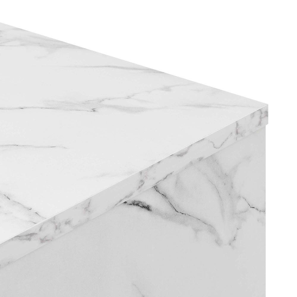 Left. Convenience Concepts - Northfield Admiral Deluxe Coffee Table with Shelves, White Faux Marble - White Faux Marble.