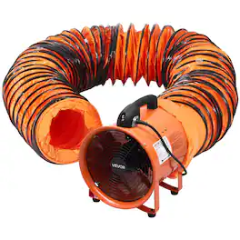 VEVOR - 12 inch Portable Ventilator, 2 Speed 2894CFM High-Velocity Industrial Utility Blower Fan with 16.4ft Flexible Duct Hose - Orange