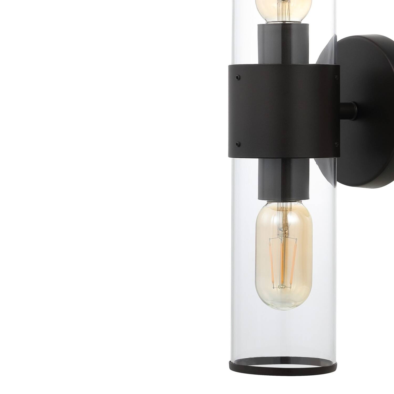Alt View 4. Jonathan Y - Quinn 15.5" 2-Light Farmhouse Industrial Iron/Acrylic LED Sconce, Oil Rubbed Bronze/Clear - Oil Rubbed Bronze/Clear.