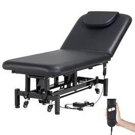 VEVOR - Professional Electric Lift Massage Table, 0-45° Adjustable Backrest Medical Table Beauty Bed - Black