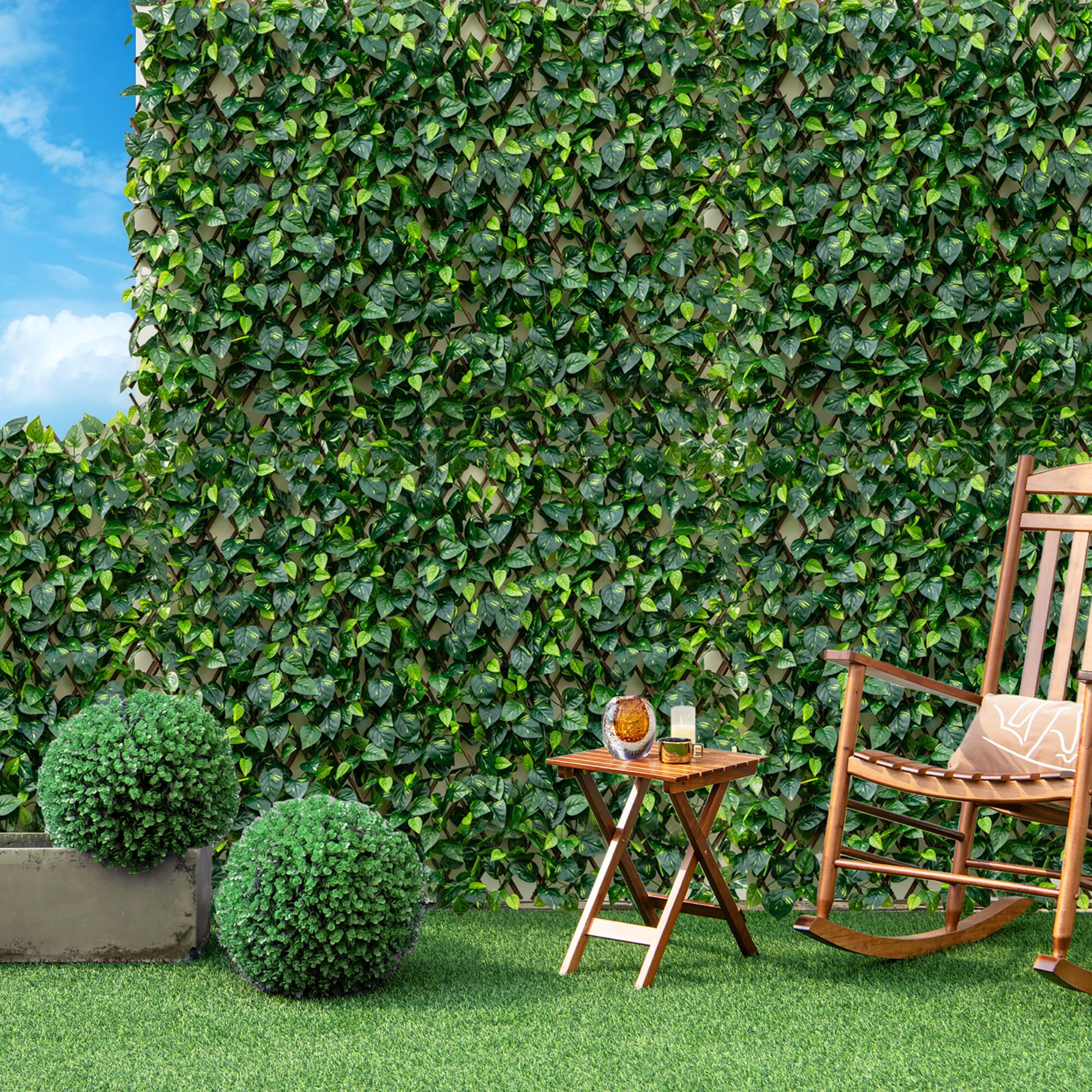 Alt View 1. Gymax - Gymax Expandable Fence Privacy Screen Decorative Faux Ivy Fencing Panel for Backdrop - Green.