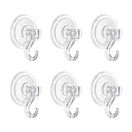 VEVOR - Suction Cup Hooks 6 Pack, 2.76 x 3.54 x 1.57 inch, 10 LBS Max Load Clear Shower Suction Cups - Transparent