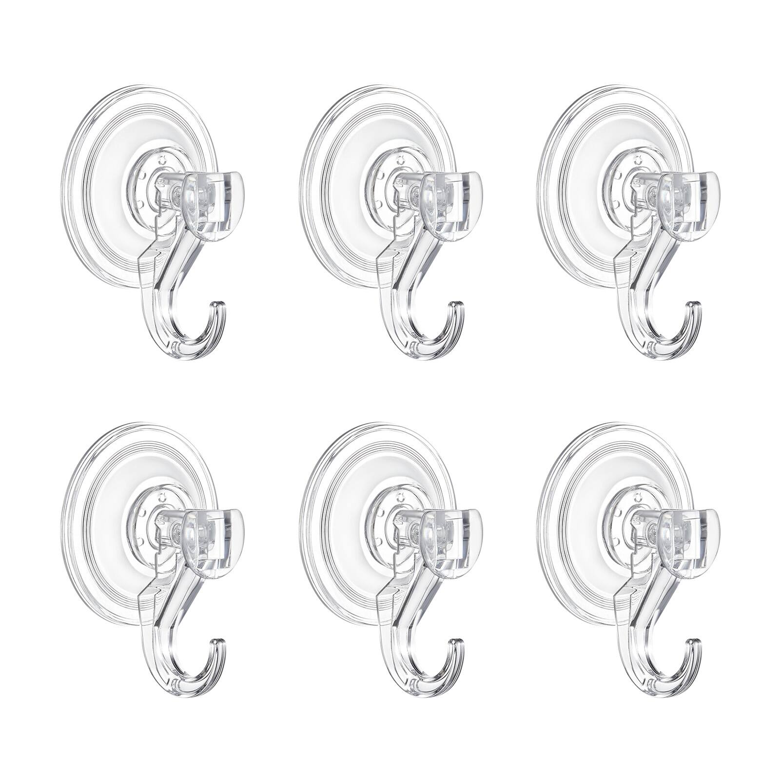 Front. VEVOR - Suction Cup Hooks 6 Pack, 2.76 x 3.54 x 1.57 inch, 10 LBS Max Load Clear Shower Suction Cups - Transparent.