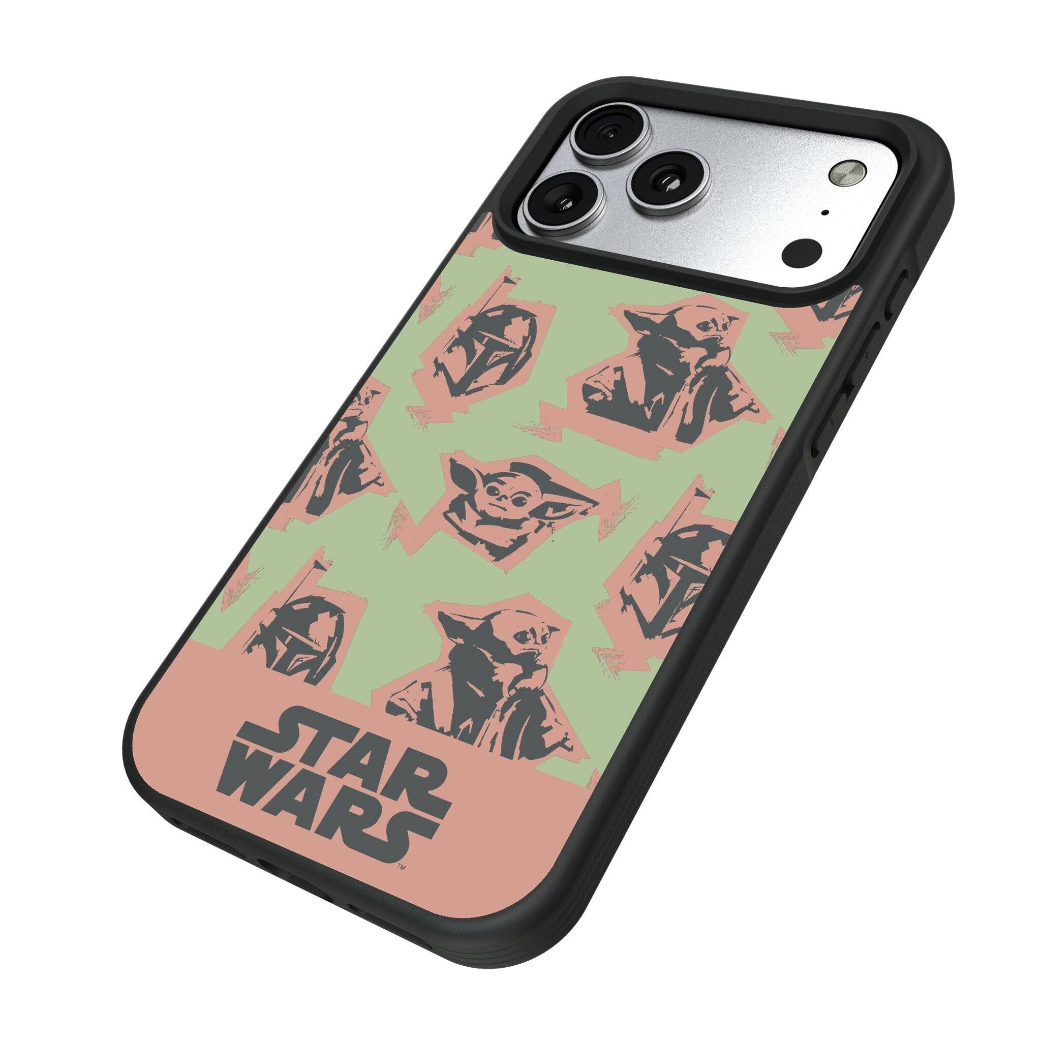 Angle. Keyscaper - Star Wars: The Mandalorian Pattern Bump Phone Case - Apple iPhone Air - Grogu.