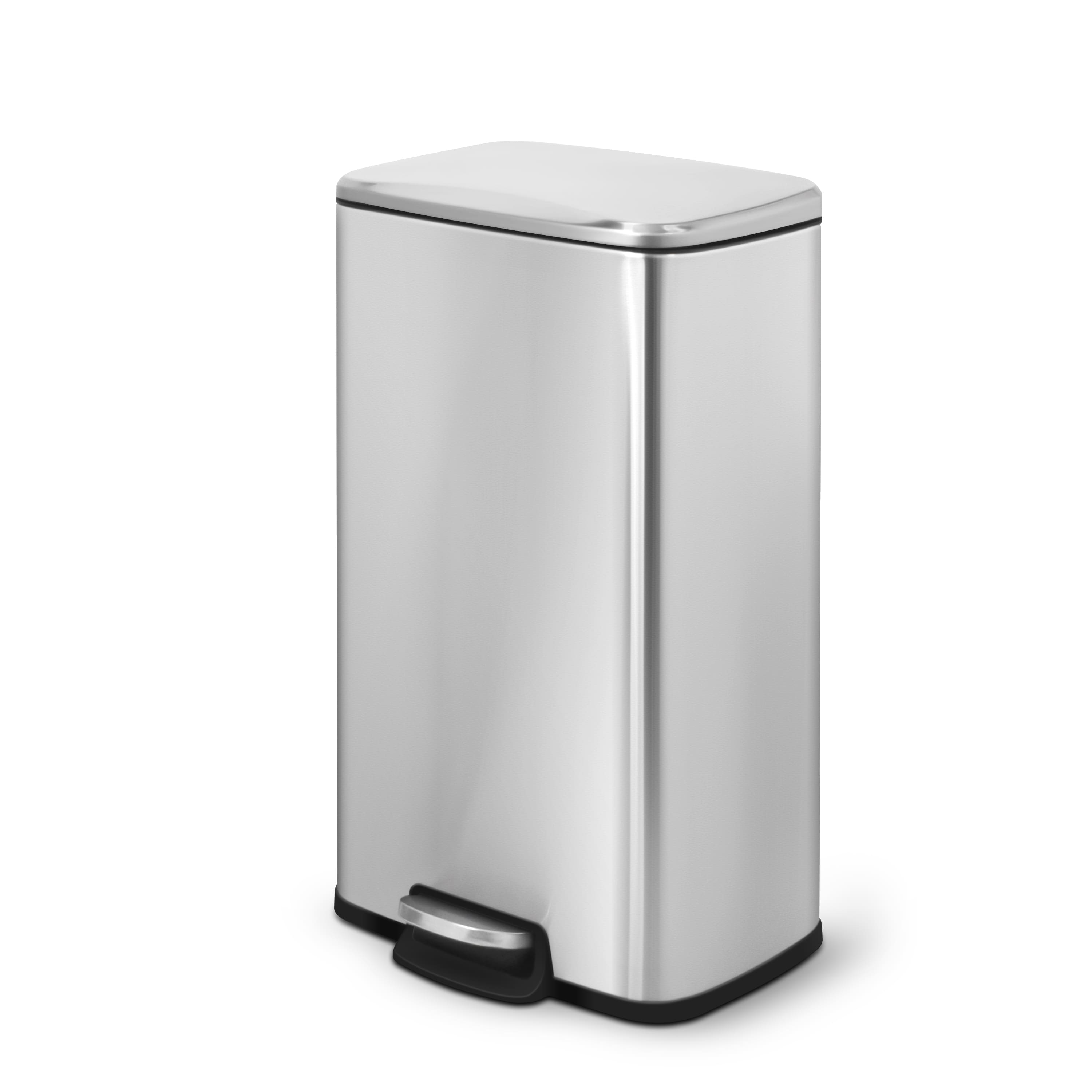 Front. Innovaze - 8 Gal./30 Liter Rectangular Stainless Steel step-on Trash Can for kitchen - Sliver.