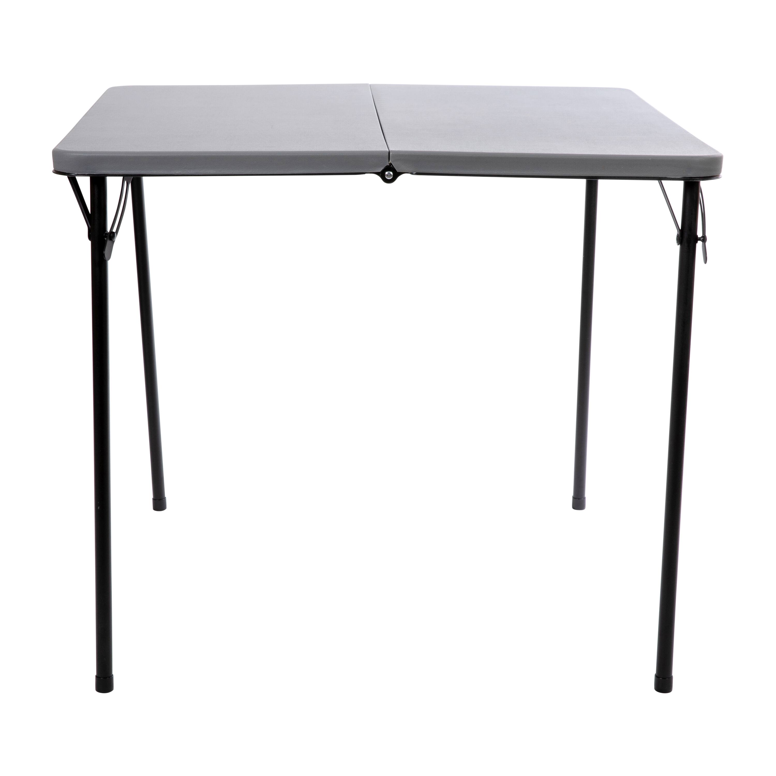 Alt View 17. Alamont Home - 2.83-Foot Square Bi-Fold Plastic Folding Table with Carrying Handle - Gray.