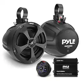 Pyle - PLUTV58BKA 5.25” Water-Resistant Marine Speaker, 1000W, Wireless BT Audio Controller for ATV/Boat