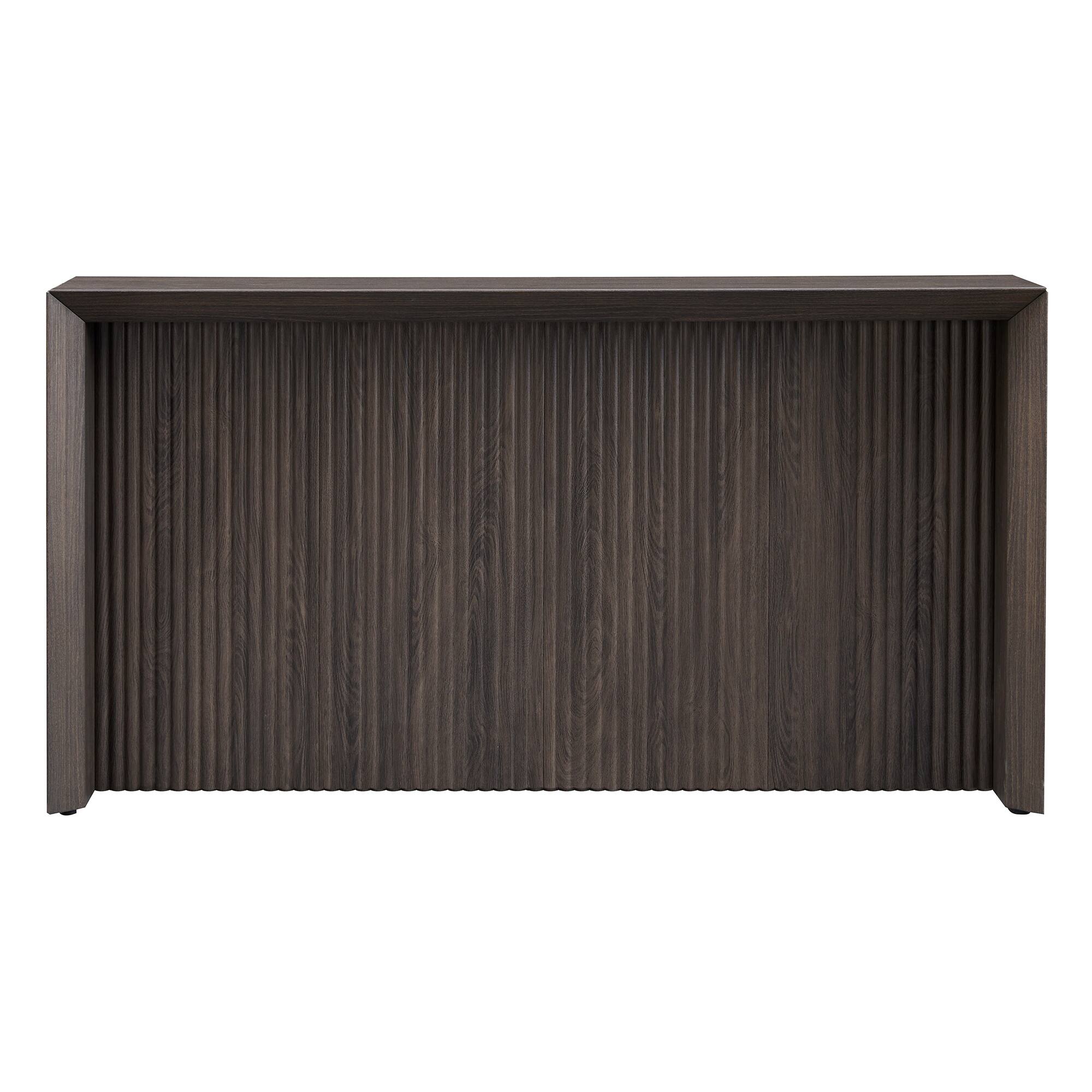 Angle. Hudson&Canal - Piedmont 56" Wide Rectangular Fluted Console Table - Brown.