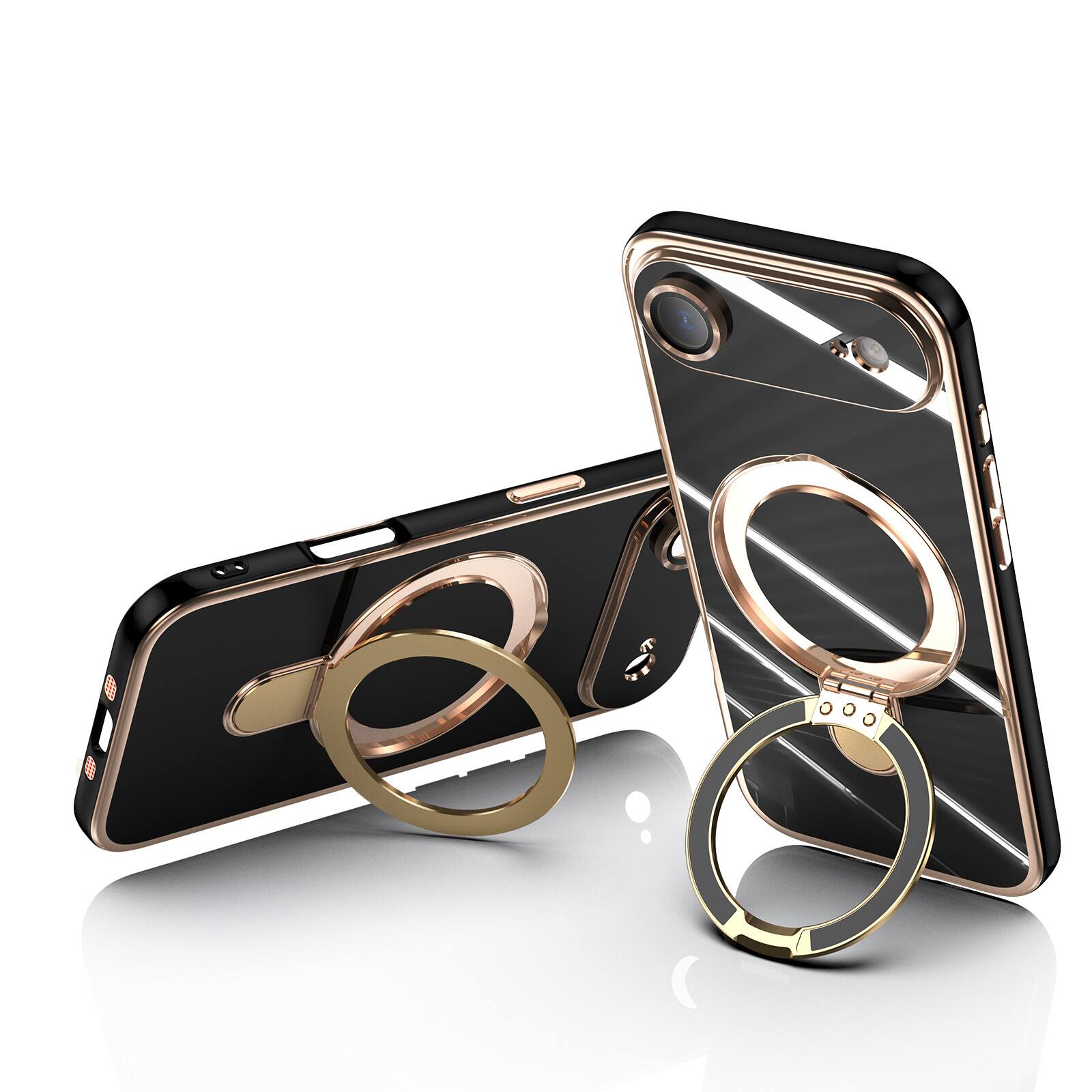 Alt View 2. Dteck - Mag Safe Case for Apple iPhone Air,Slim Shockproof TPU Case with Metal Stand Plated Bumper Bulit in Glass Lens Film - Black.