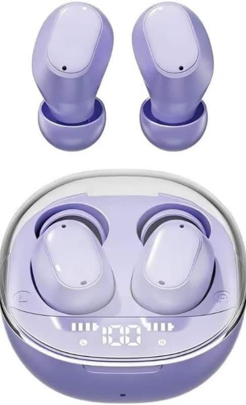 SKRAN - Wireless Earbuds -360° Spatial Audio - Digital Battery Display, Clear Call | Easy to Use for Office, Gym, Travel - Purple