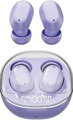 SKRAN - Wireless Earbuds -360° Spatial Audio - Digital Battery Display, Clear Call | Easy to Use for Office, Gym, Travel - Purple