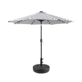 WestinTrends - Cyrus 9 ft. Patio Solar Power LED lights Market Umbrella with Black base - Gray/White