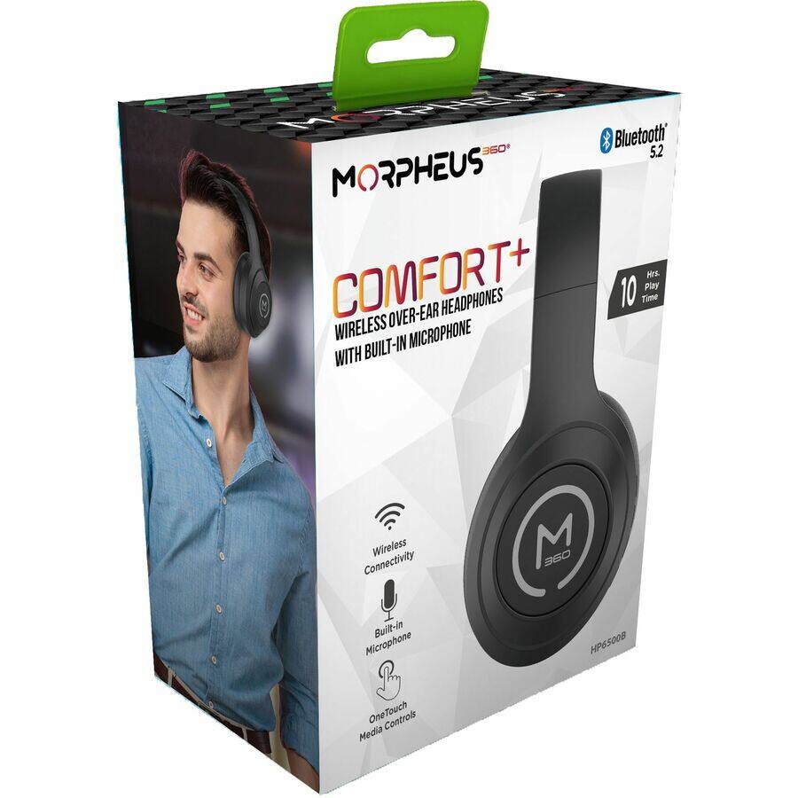 MORPHEUS 360°

COMFORT+
WIRELESS OVER-EAR HEADPHONES WITH BUILT-IN MICROPHONE

Bluetooth 5.2

10 Hrs Play Time

Wireless Connectivity
Built-in Microphone
OneTouch Controls
Media Controls

HP6500B