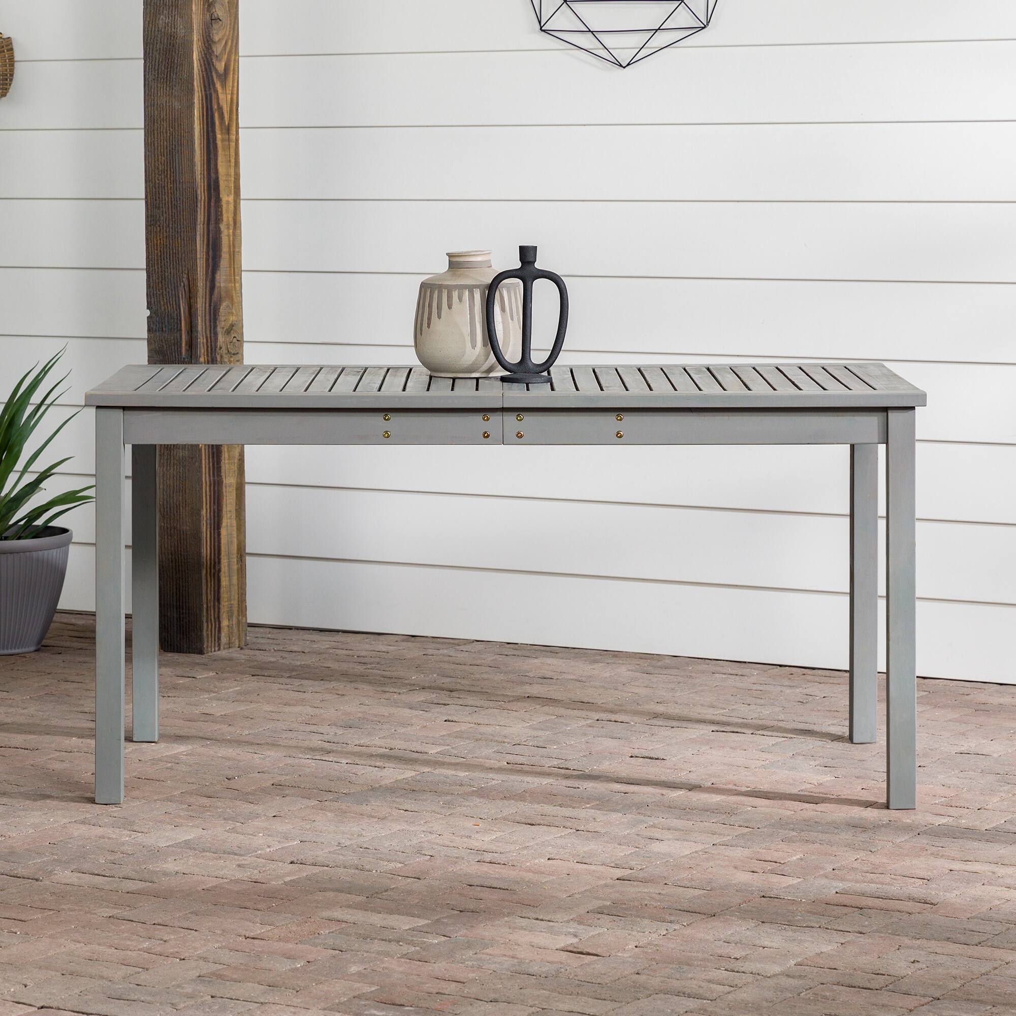 Walker Edison Everest Acacia Wood Outdoor Dining Table Gray Wash