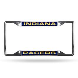 Rico Industries - Indiana Basketball Pacers 4-Corner EZ View Chrome Metal Laser License Plate Frame - Multi