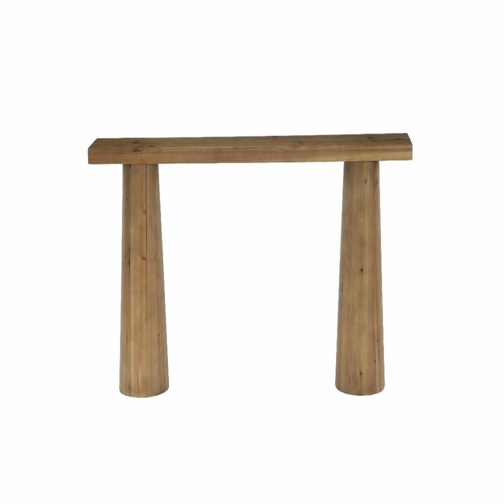 Left. Kadyn - 63-Inch Solid Wood Farmhouse Console Table, Rectangular Sofa Table Behind Couch, Brown - Brown.